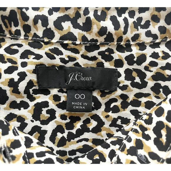 J. CREW Women's 100% Silk Button-Up Dress Shirt Blouse Top in Leopard Print - Picture 4 of 14